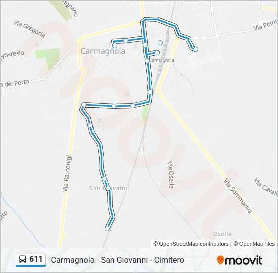 611 Bus Line Map