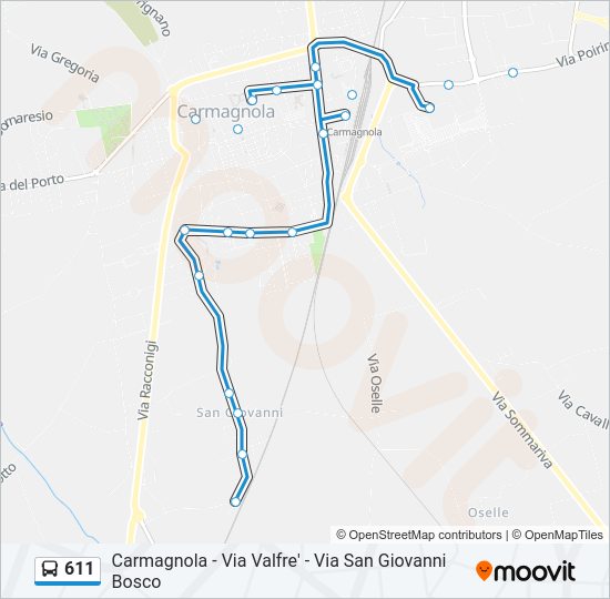 Percorso linea bus 611