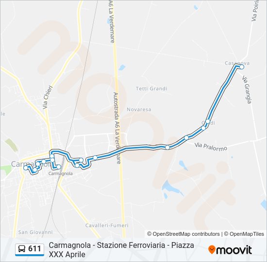 Percorso linea bus 611