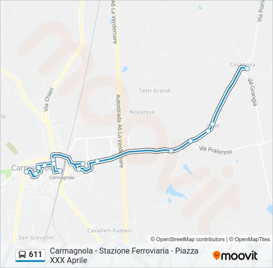 611 Bus Line Map