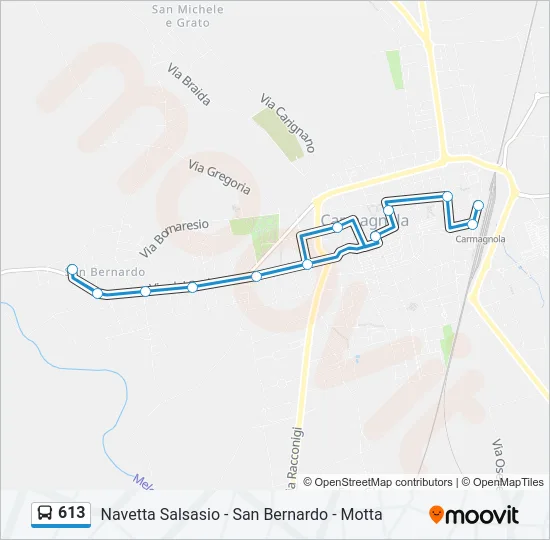 613 Bus Line Map