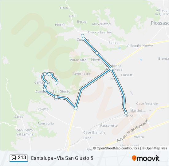 213 bus Line Map