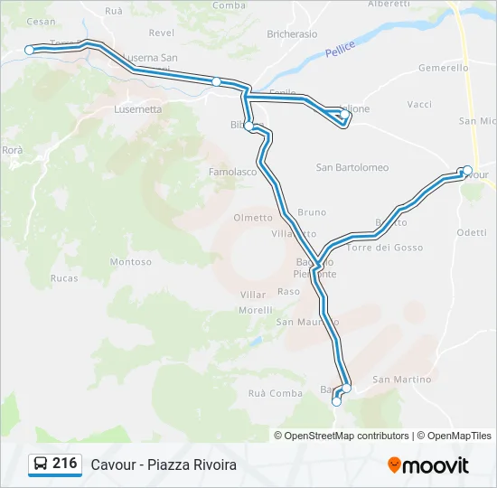 216 Bus Line Map
