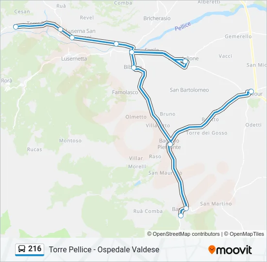 216 Bus Line Map