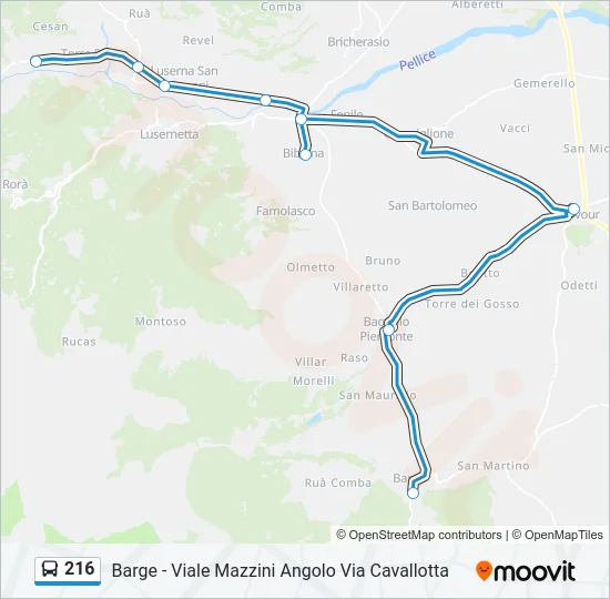 216 Bus Line Map