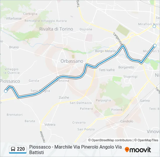 220 Bus Line Map