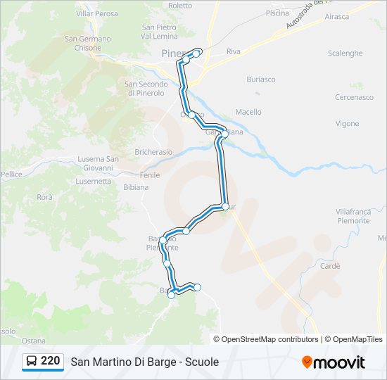 Percorso linea bus 220