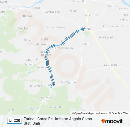 220 Bus Line Map