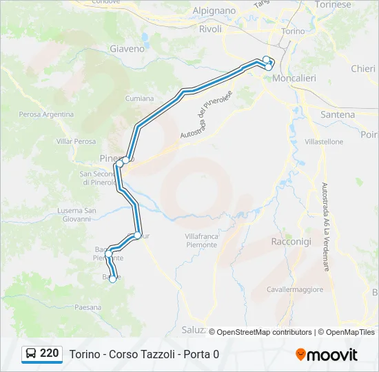 220 Bus Line Map