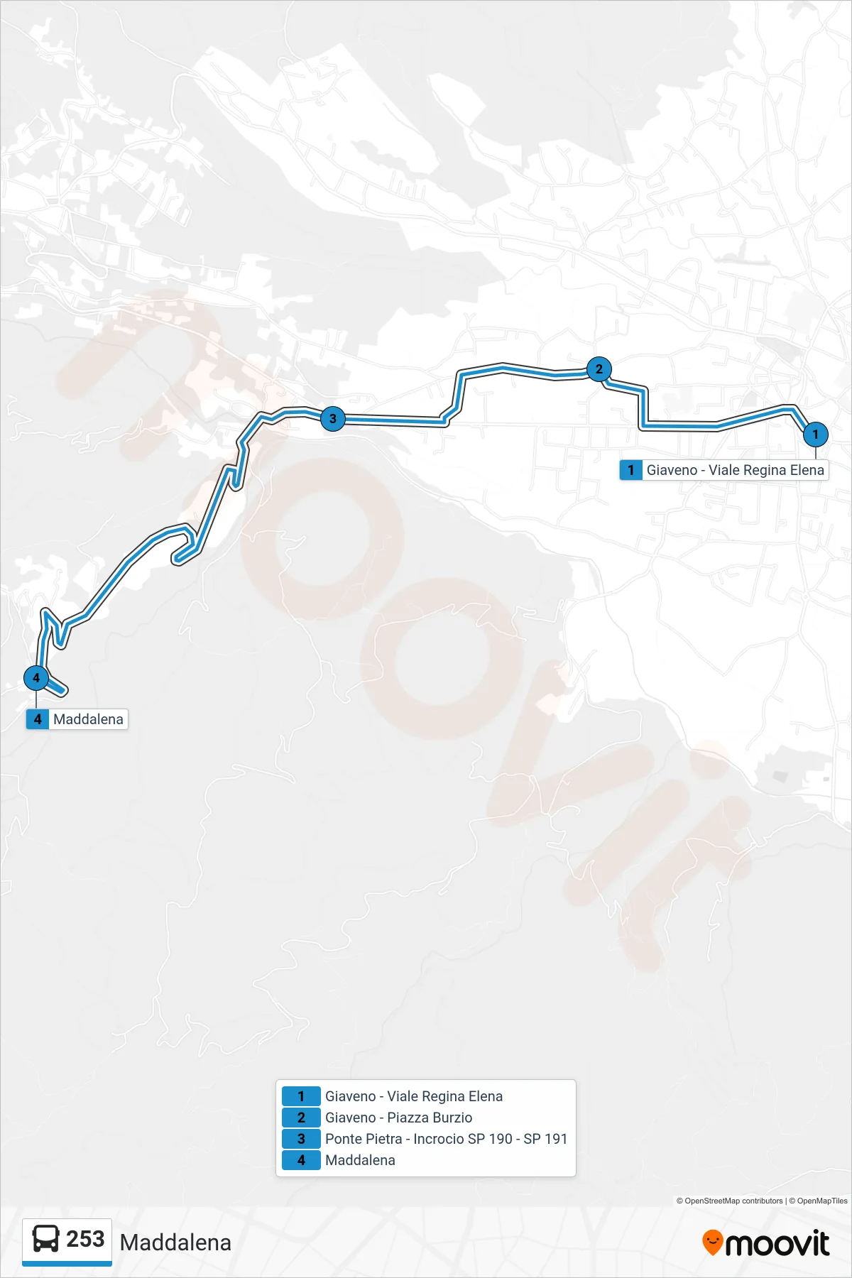 Linea 253 bus (Maddalena) - Percorsi e fermate sulla mappa