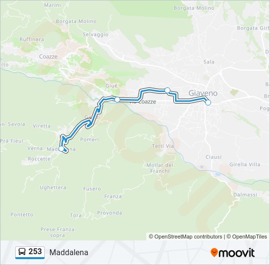 Percorso linea bus 253