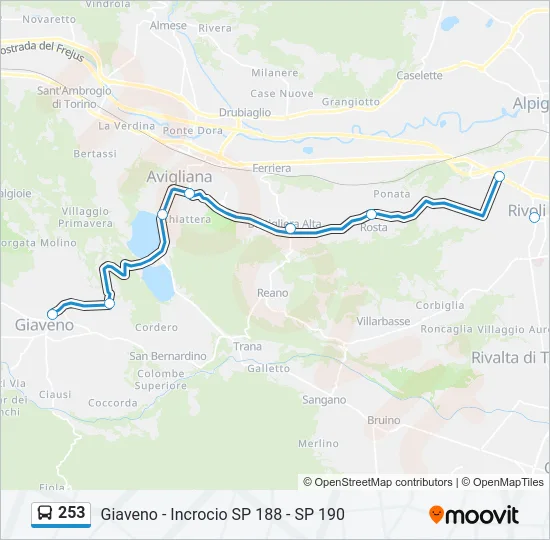 253 Bus Line Map