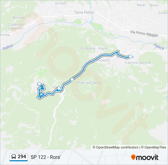 Percorso linea bus 294