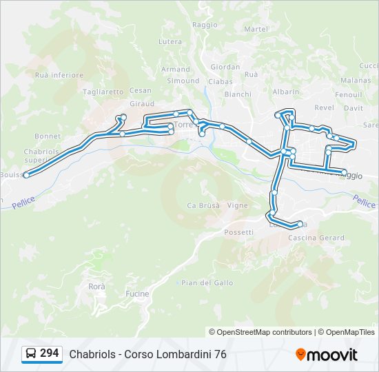 Percorso linea bus 294