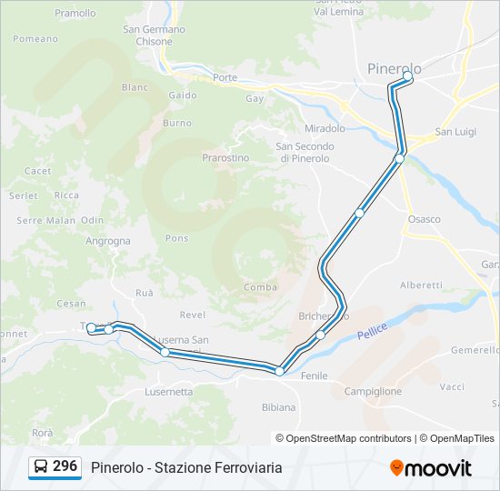 Percorso linea bus 296