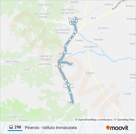 Percorso linea bus 298