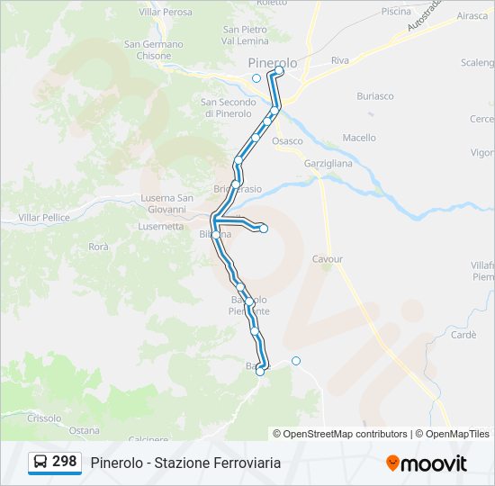 Percorso linea bus 298