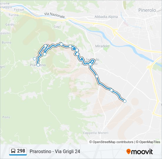 Percorso linea bus 298