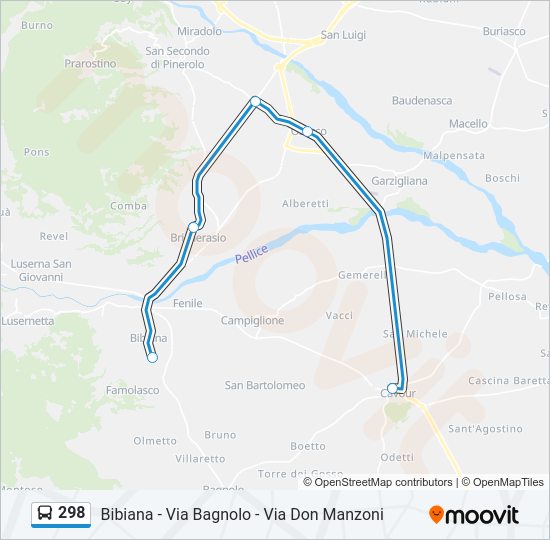 Percorso linea bus 298