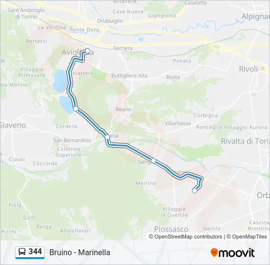 344 Bus Line Map