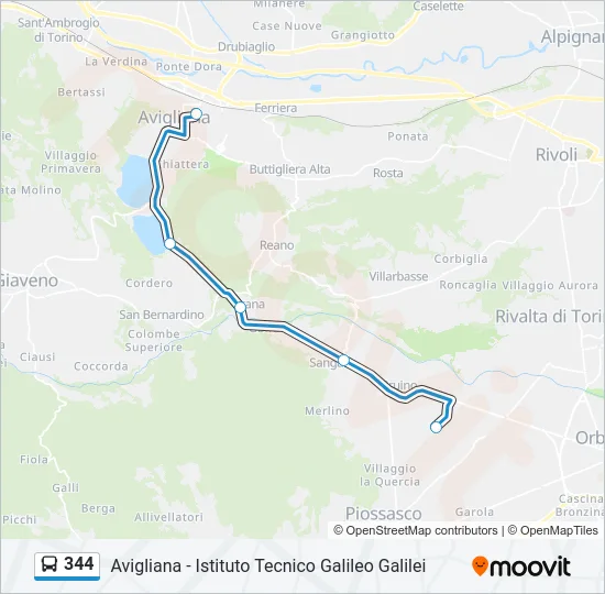 344 Bus Line Map