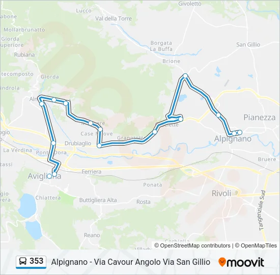 353 Bus Line Map