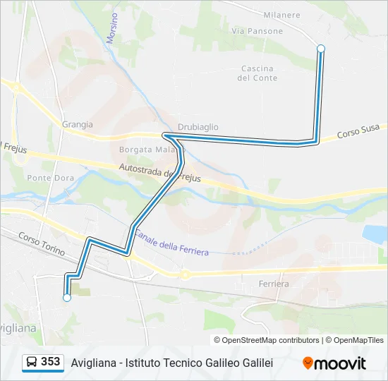 353 Bus Line Map