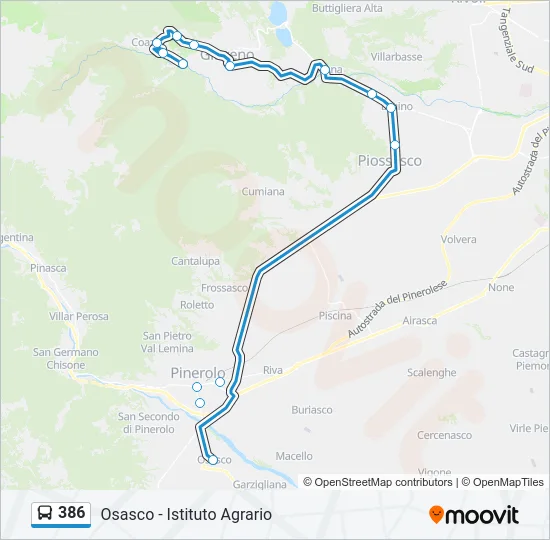 386 Bus Line Map
