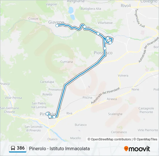 386 Bus Line Map