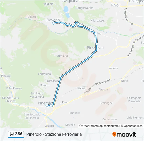 386 Bus Line Map