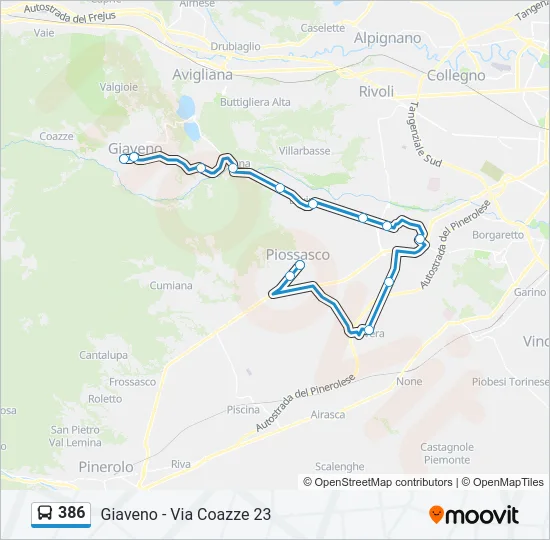 386 Bus Line Map