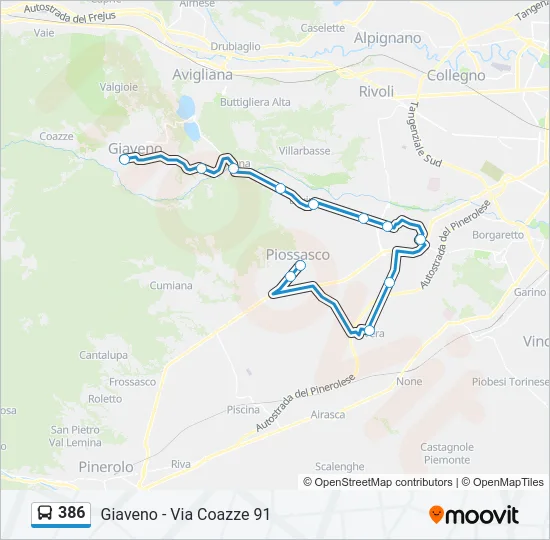 386 Bus Line Map
