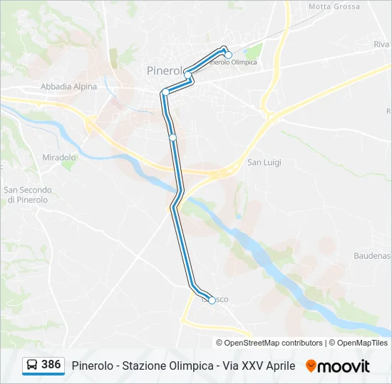 386 Bus Line Map