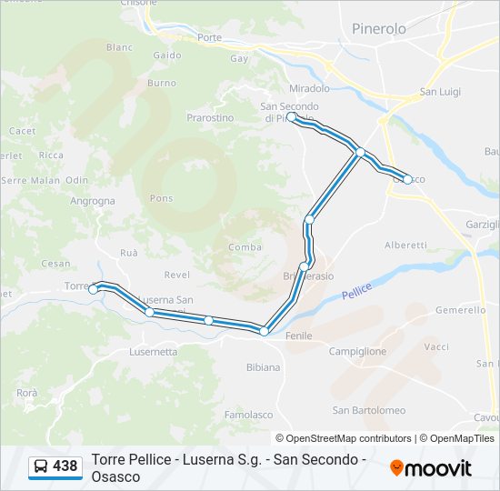 Percorso linea bus 438