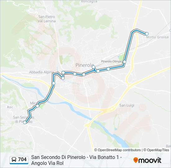704 Bus Line Map