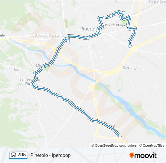 Percorso linea bus 705