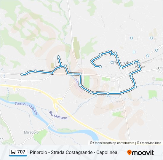 Percorso linea bus 707