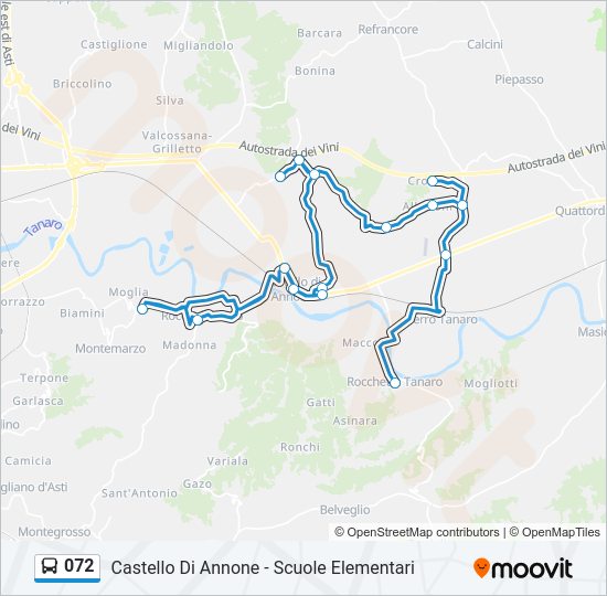 Percorso linea bus 072