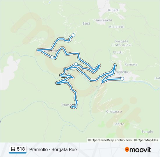 Percorso linea bus 518