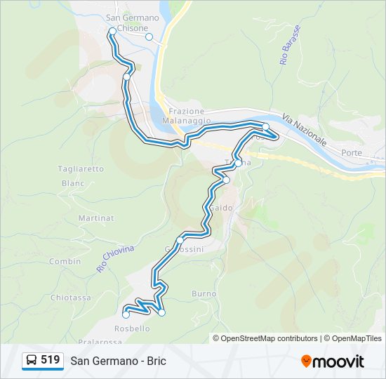 Percorso linea bus 519