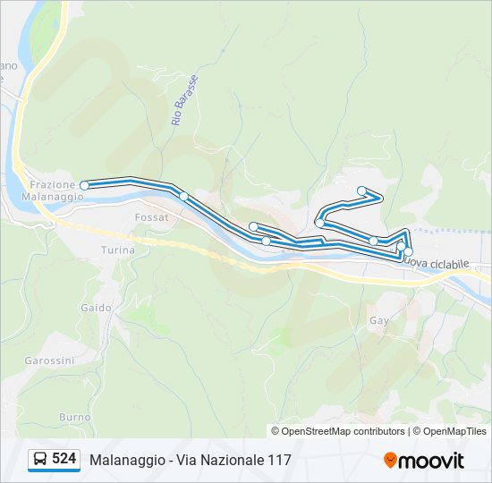 Percorso linea bus 524
