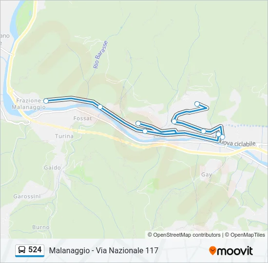 524 Bus Line Map