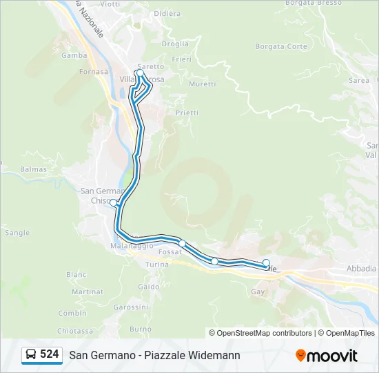 524 Bus Line Map