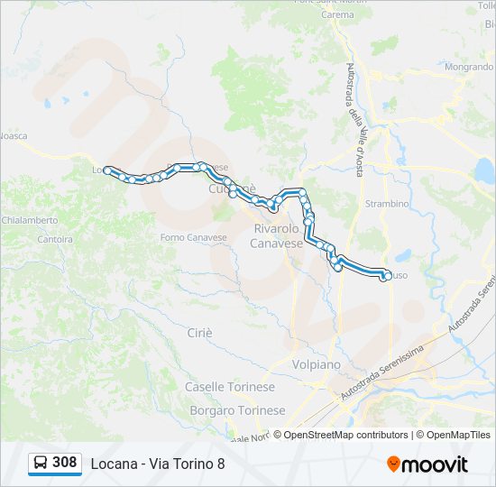 Percorso linea bus 308