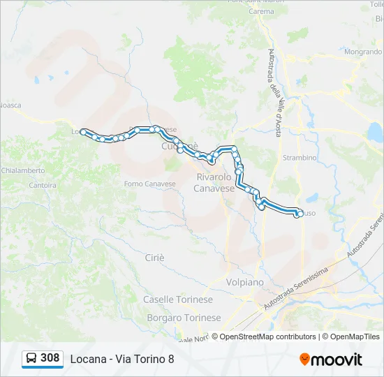 308 Bus Line Map
