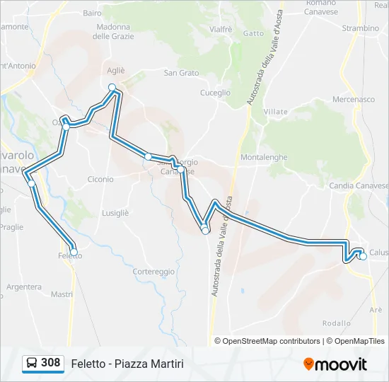 308 Bus Line Map