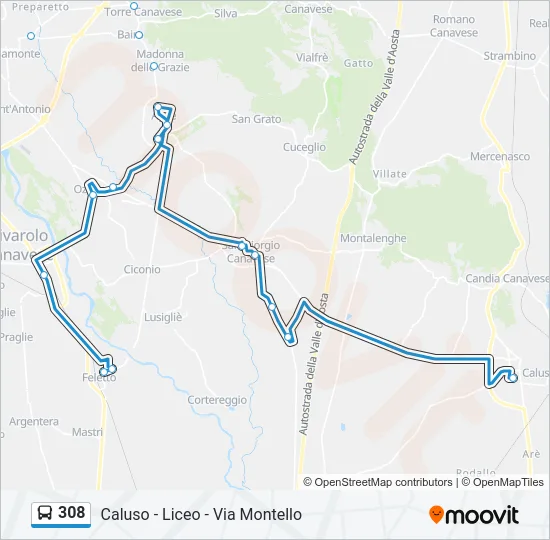 308 Bus Line Map