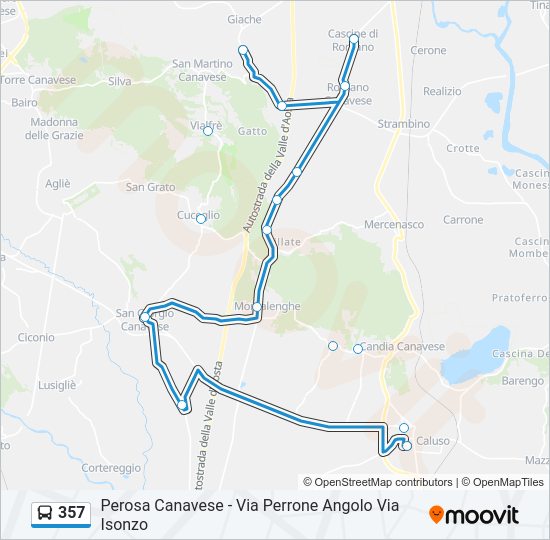 Percorso linea bus 357