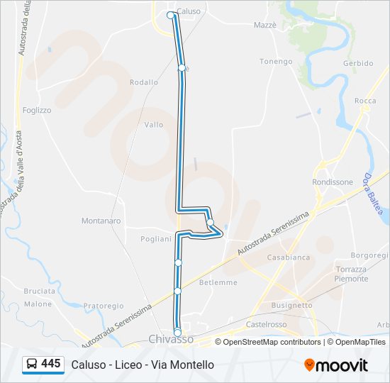 Percorso linea bus 445