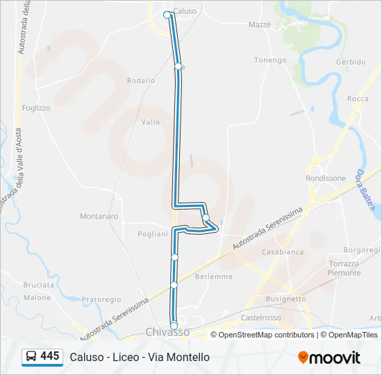 445 Bus Line Map